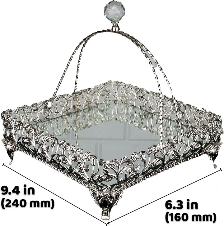 Fancy Perfume Square Mirror Trays for Dresser Gold Fancy Perfume Square Mirror Trays for Dresser Gold