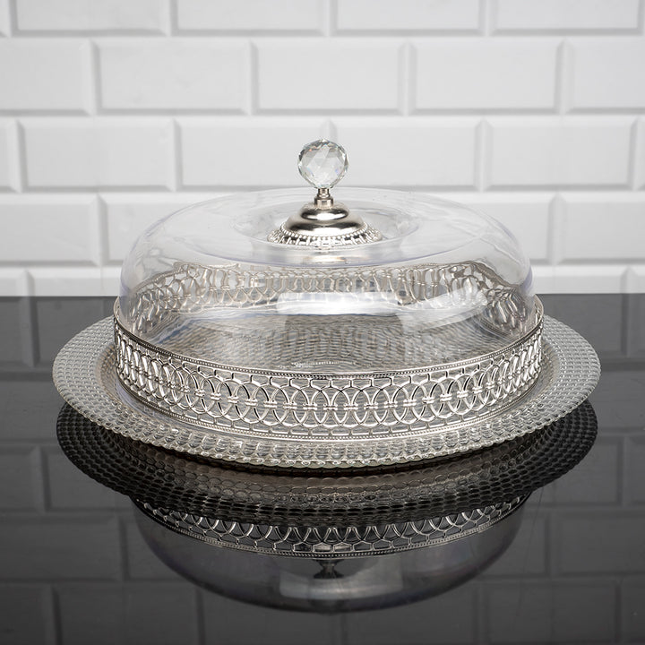 Handmade Cake Stand with Clear Acrylic Dome, Glass Cake Stand with Lid