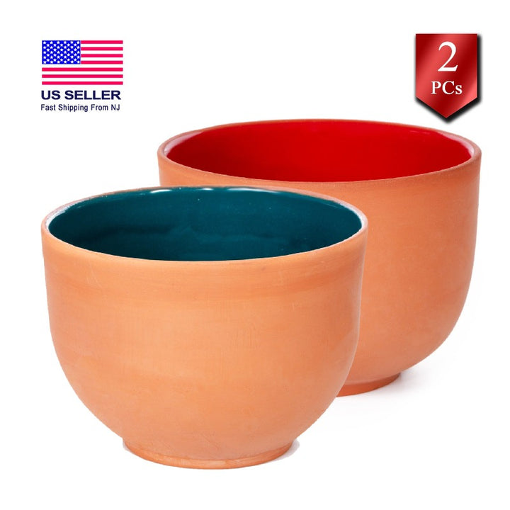 Handmade Elegant Clay Bowl for Cooking and Yogurt, 2 Pcs