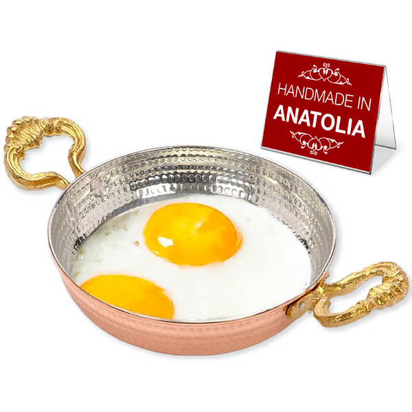 Hakan Copper Egg Pan for Cooking, Handmade Small Frying Pan