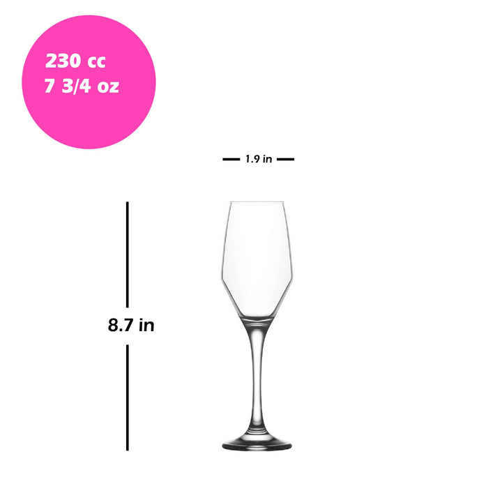 Lav Ella Champagne Flute Set, 6 Pcs, 7.75 Oz (230 cc)