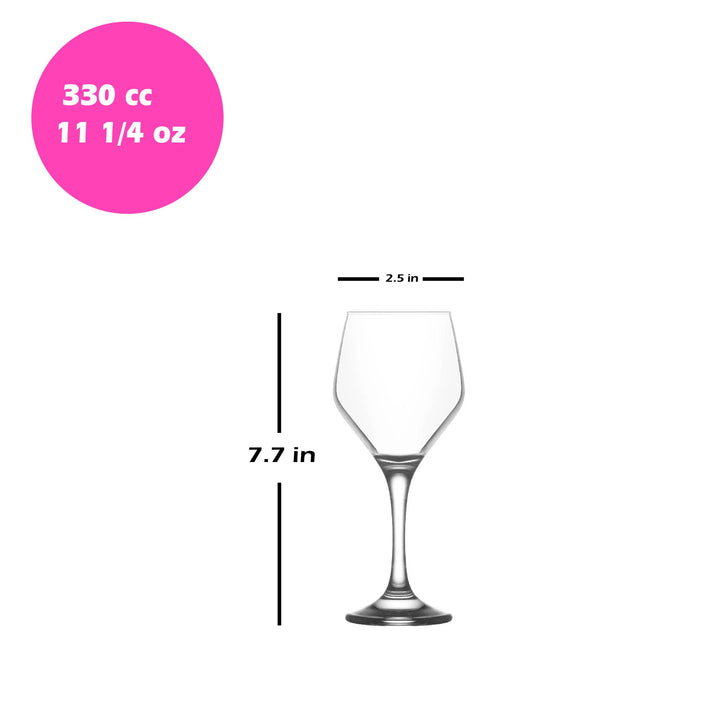 Lav Ella Stemmed Wine Glass Set, 6 Pcs, 11.25 Oz (330 cc)