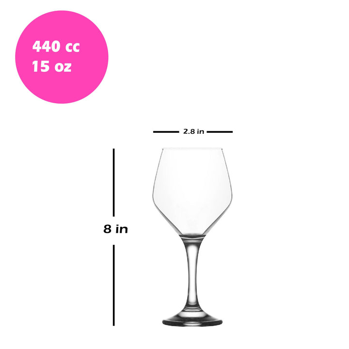 Lav Ella All Purpose Wine Glasses, 6 Pcs, 15 Oz (440 cc)