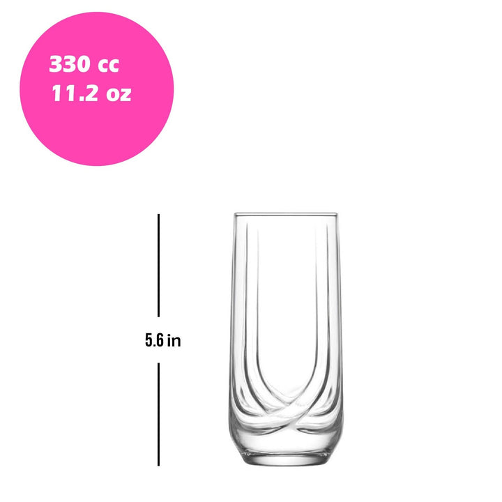 Lav Elit Highball Glass Set, 6 Pcs, 11.5 Oz (330 cc)