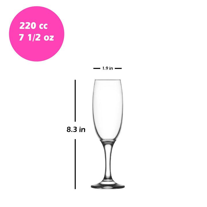 Lav Empire Champagne Flute Set, 6 Pcs, 7.5 Oz (220 cc)