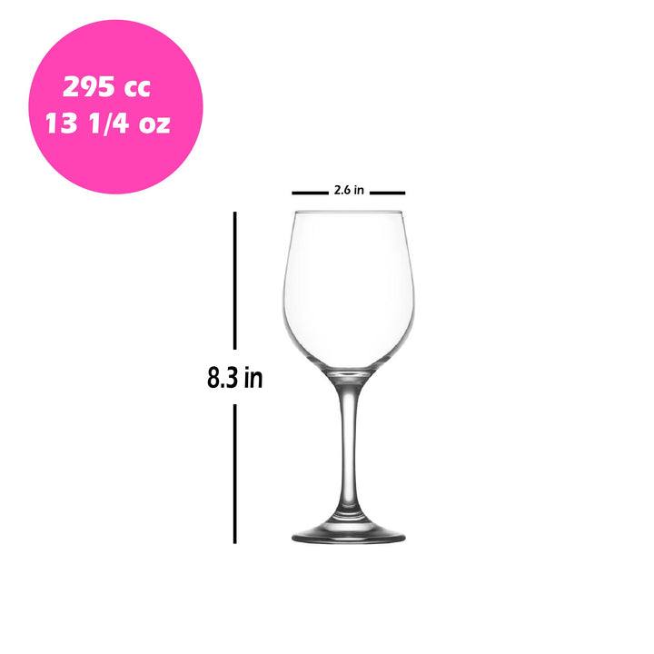 Lav Fame Wine Glass Set with Stem, 6 Pcs, 13.25 Oz (395 cc)