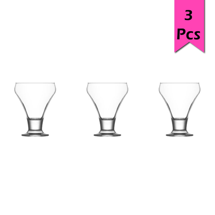 Lav Frosty Footed Glass Bowls, 3 Pcs, 10.25 Oz (305 cc)