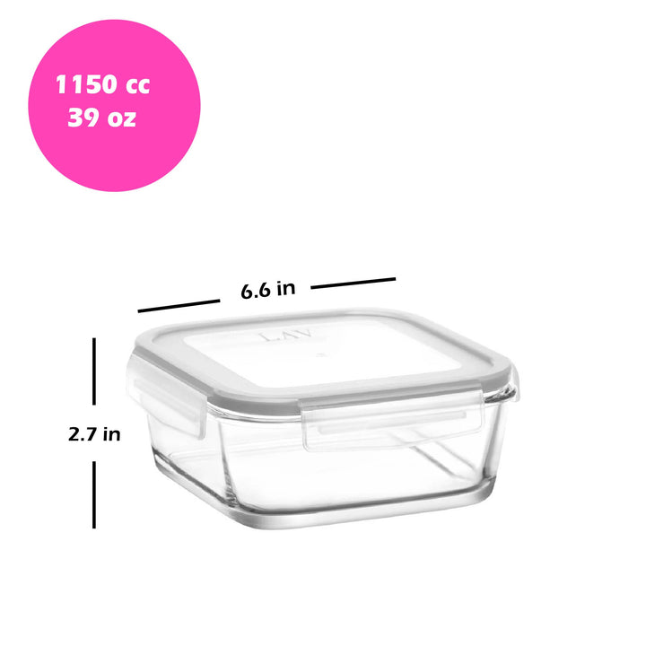 Lav Food Containers with Lid, 6 Pcs, 39 Oz, 1150 cc