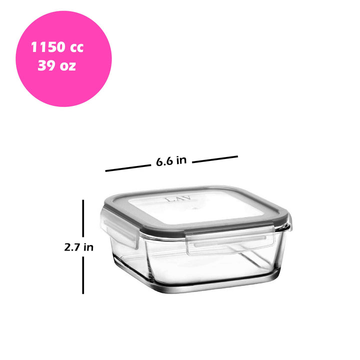 Lav Food Containers with Lid, 6 Pcs, 39 Oz, 1150 cc