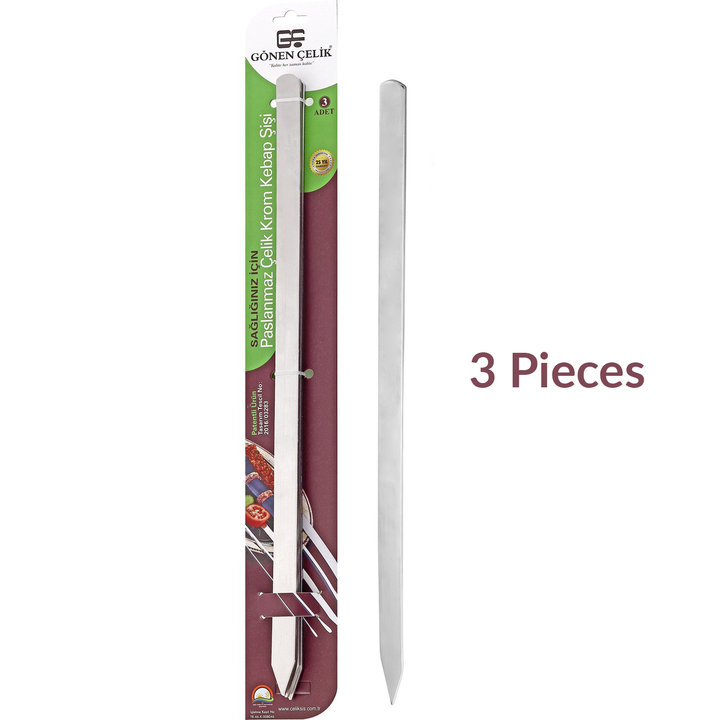 Flat Stainless Steel Chrome Kabob Skewers, 19.6 in