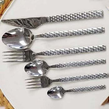 Decorative Stainless Dinner Fork and Dessert Fork Set, 6 Pcs