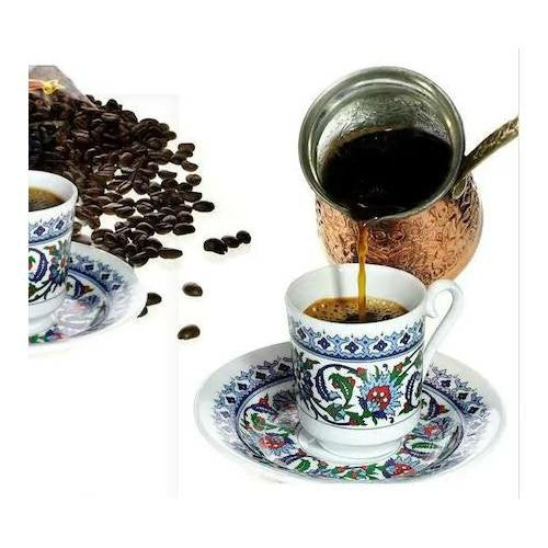 Turkish Coffee Cups Set of 6, Espresso Cups with Saucers