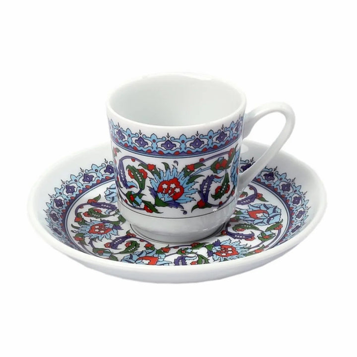 Turkish Coffee Cups Set of 6, Espresso Cups with Saucers