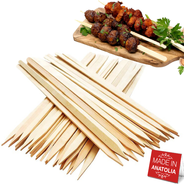 Hakan 200-Pack Wooden Flat Skewers for Grilling, 9.8", 0.39"