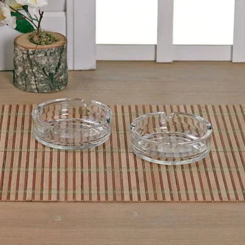 Ash Tray Sets for Cigarettes, Clear GlassRound Ashtray Set of 2