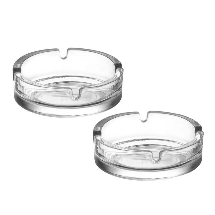 Ash Tray Sets for Cigarettes, Clear GlassRound Ashtray Set of 2