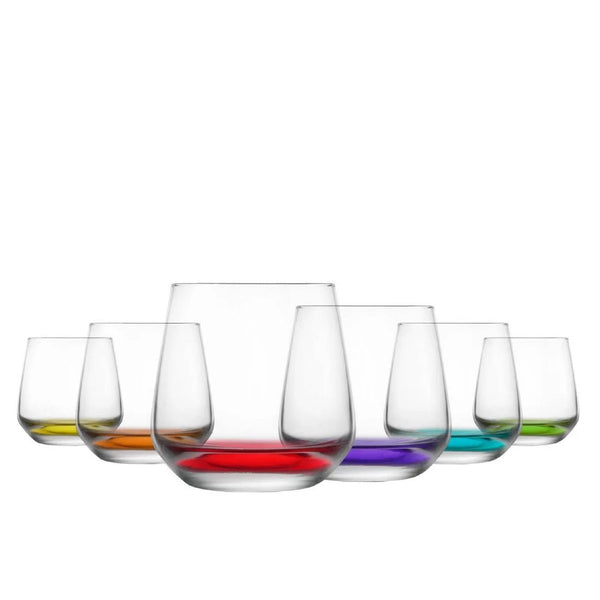 Lav Lal Whisky Colorful Glass Set, 6 Pcs, 11.75 Oz (345 cc)