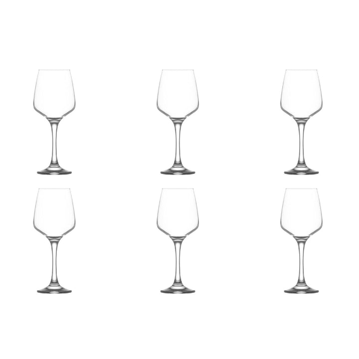 Lav Lal Angled Wine Glasses with Stem, 6 Pcs, 10 Oz (295 cc)