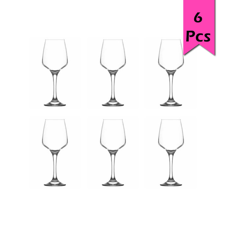 Lav Lal Wine Glass Set with Stem, 6 Pcs, 11.25 Oz (330 cc)