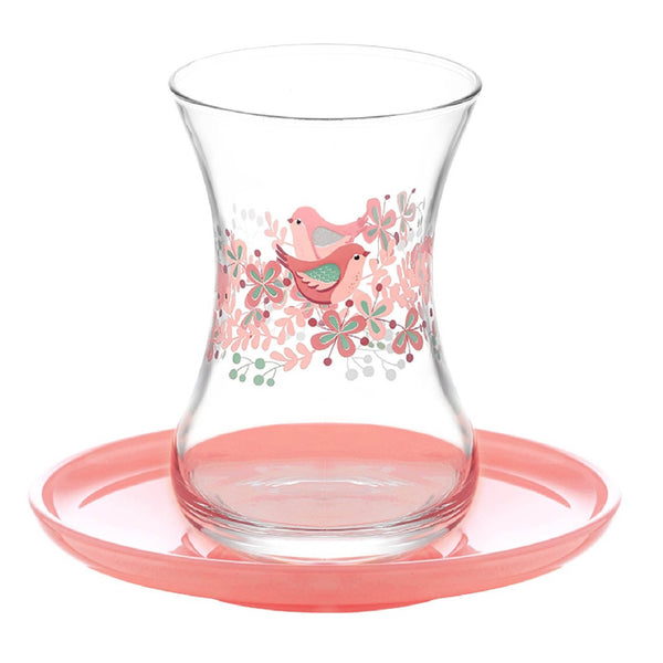 Lav Floral Design Turkish Tea Glasses, 12 Pcs, 7 Oz (305 cc)