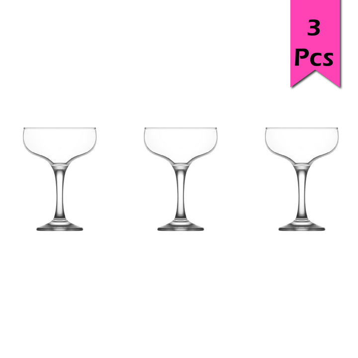 Lav Misket Champagne Coupe Glass Set, 3 Pcs, 8 Oz (235 cc)