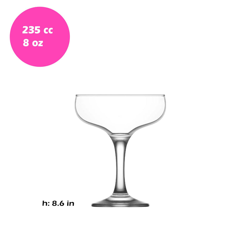 Lav Misket Coupe Champagne Glass Set, 6 Pcs, 8 Oz (235 cc)