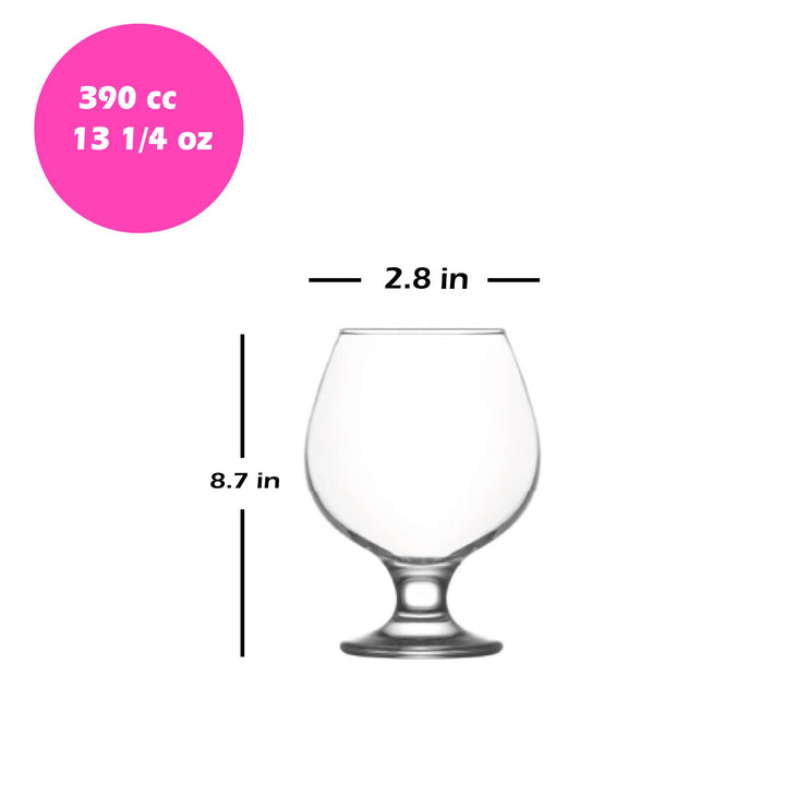 Lav Misket Brandy Glass Set, 6 Pcs, 13.25 Oz (390 cc)