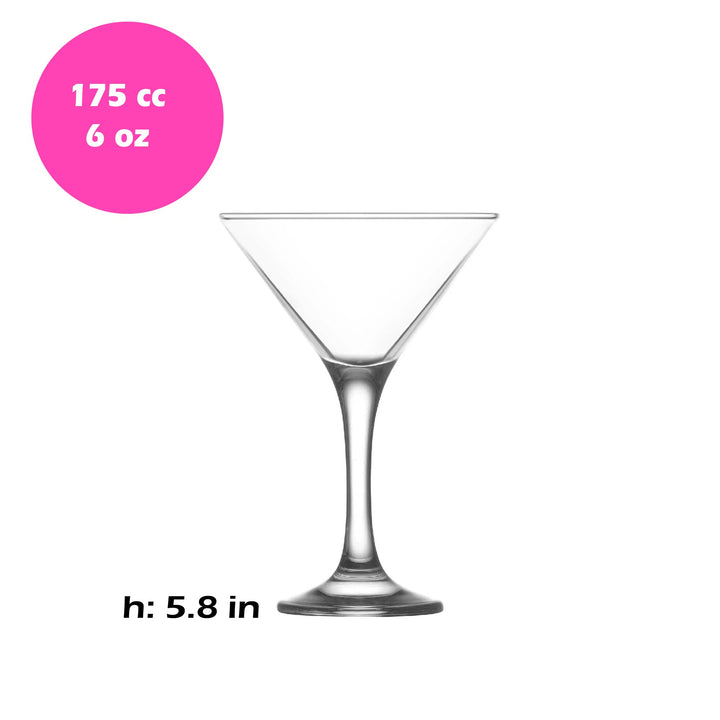 Lav Misket Stemmed Martini Glass Set, 3 Pcs, 6 Oz (175 cc)