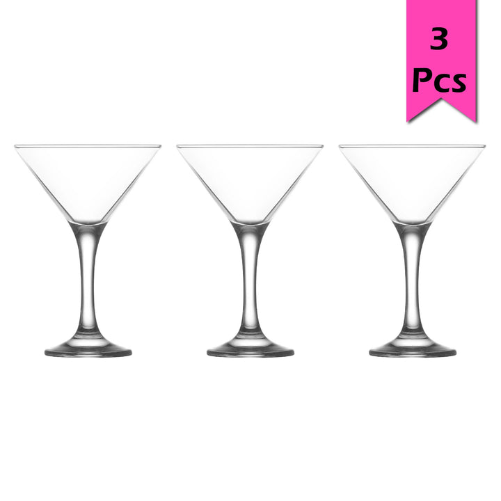 Lav Misket Stemmed Martini Glass Set, 3 Pcs, 6 Oz (175 cc)