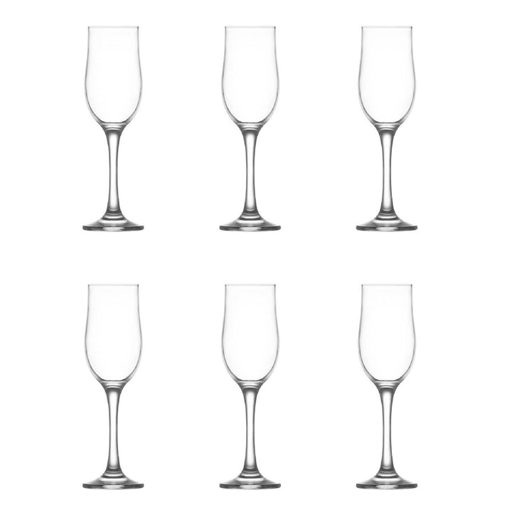 Lav Nevakar Champagne Flute Set, 6 Pcs, 7.25 Oz (195 cc)