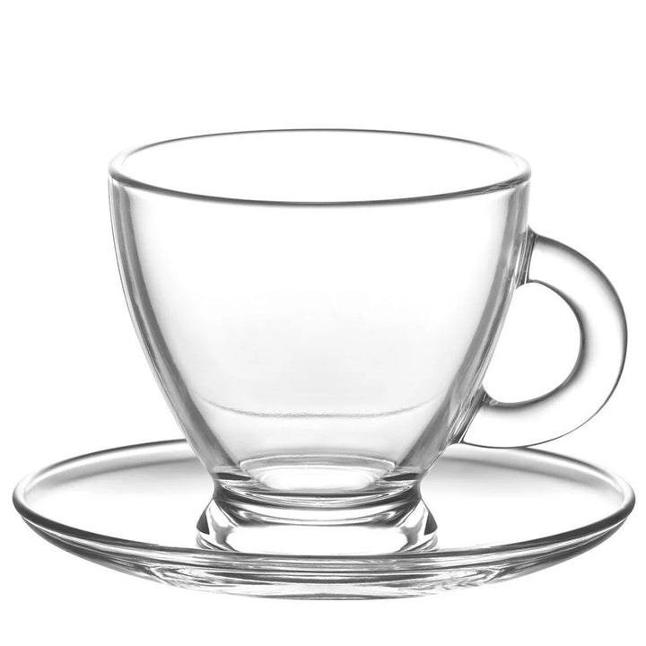 Lav Clear Coffee Tea Glasses with Saucers 12 Pcs, 7.5 oz