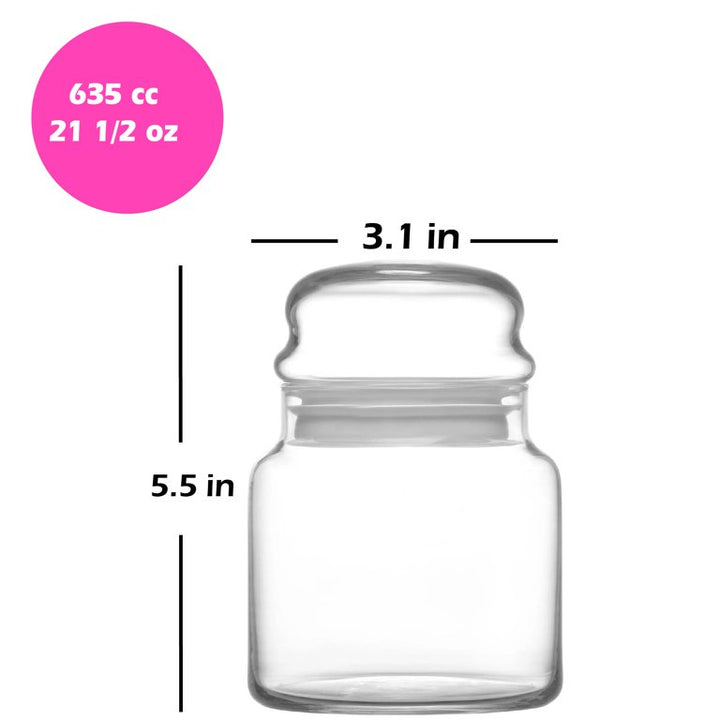 Lav Sera Glass Jar Set with Rubber Seal, 2 Pcs, 21.5 Oz (635 cc)