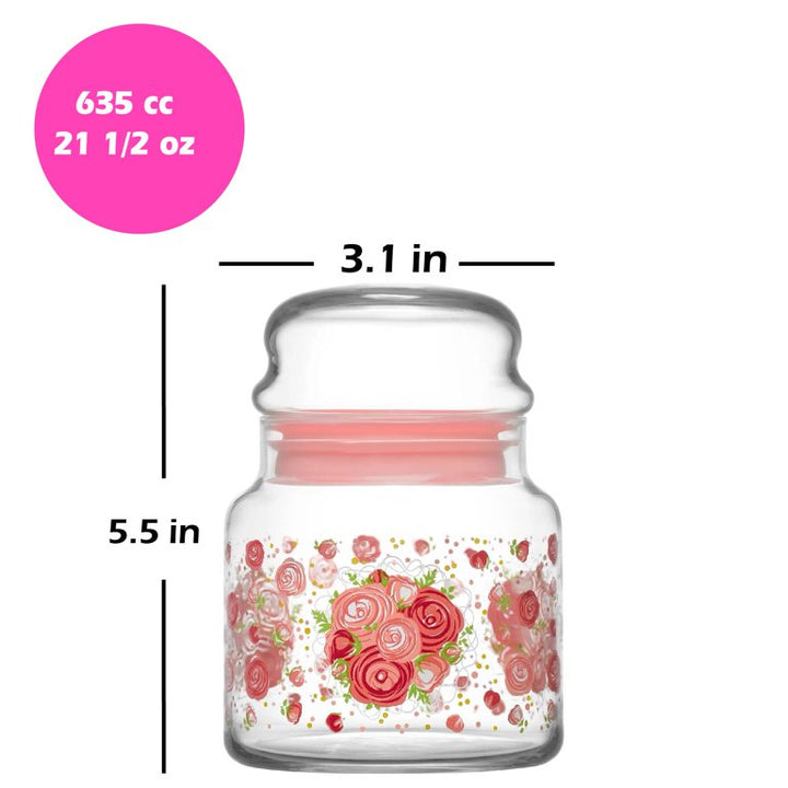 Lav Sera Glass Decorated Jar Set of 12, 21.5 Oz (635 cc)