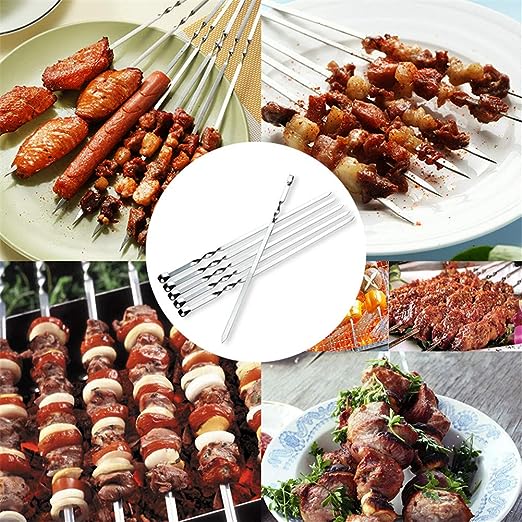 Kabob Skewers, Flat Metal Barbecue Shish Kebab Sticks, 23 in