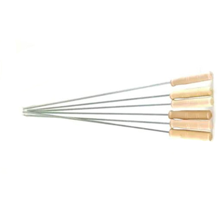 Kabob Skewers, Metal BBQ Shish Kebab Sticks, Wooden Handle