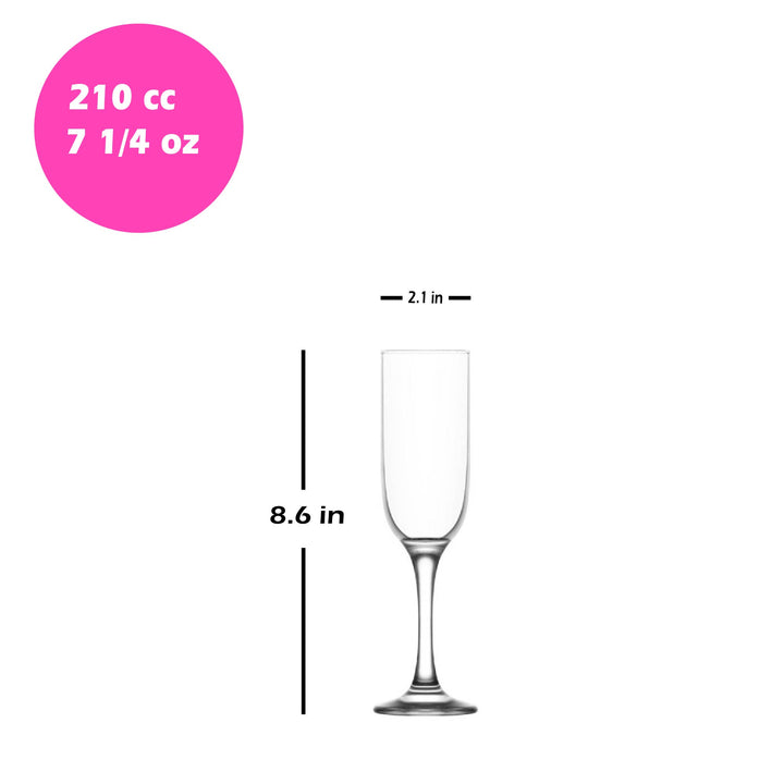 Lav Tokyo Champagne Flutes, 6 Pcs, 7.25 Oz (230 cc)