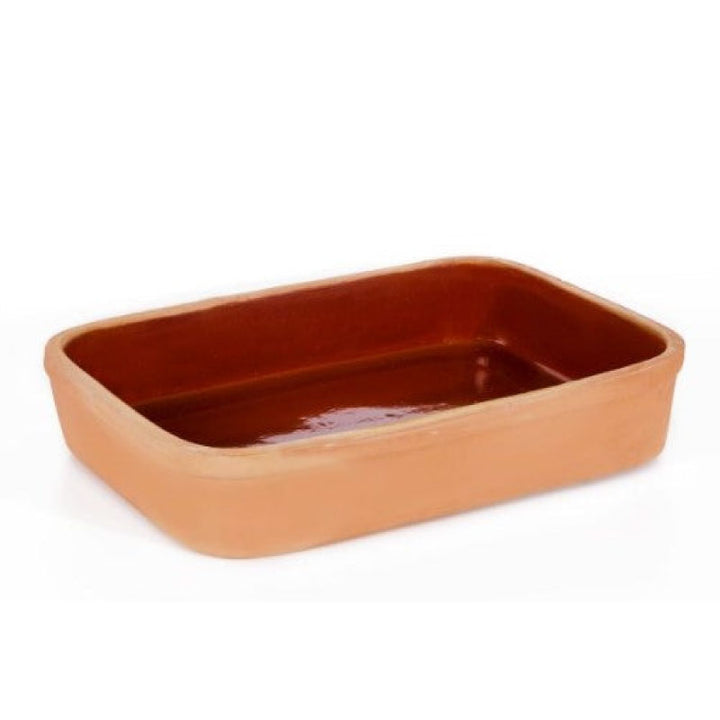 Handmade Terracotta Glazed Clay Rectangle Tray, 14.2 in