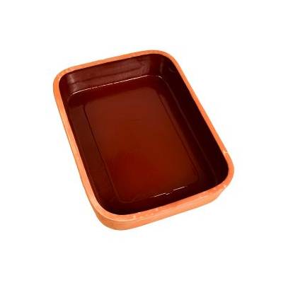 Handmade Terracotta Glazed Clay Rectangle Tray, 14.2 in