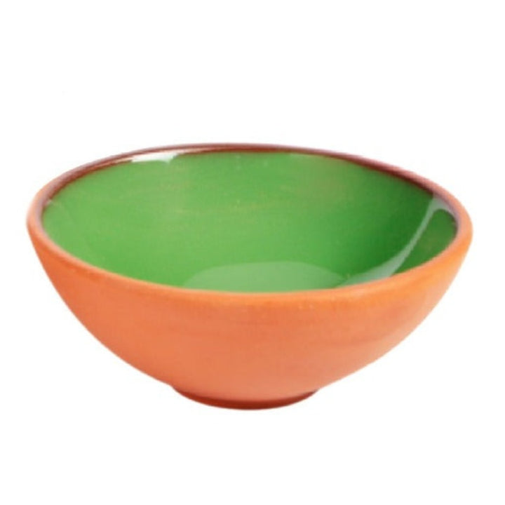 Glazed Colorful Terracotta Clay Bowl Set of 3, 3.9 in