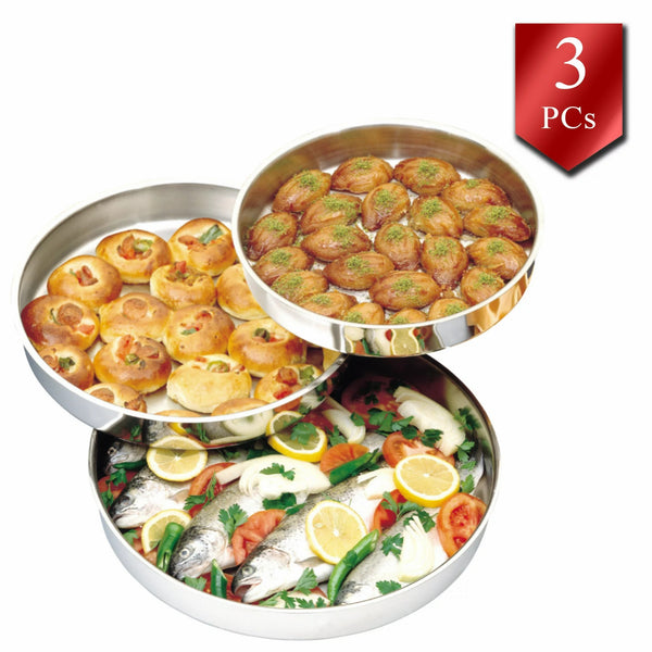 Baking Round Tray for Cake and Pie, 3 PCs Nonstick Set