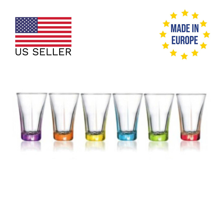 Lav Truva Colorful Liqueur Glass Set, 6 Pcs, 3.5 Oz (100 cc)