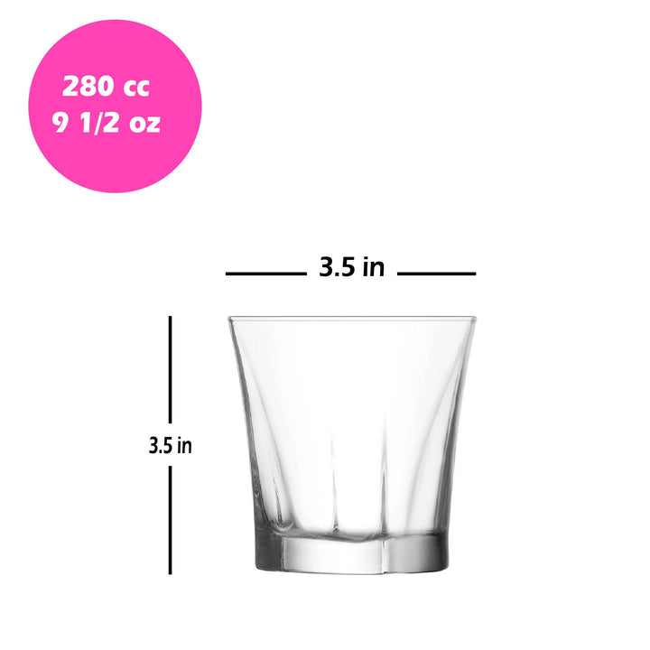 Lav Truva Whiskey Glass Set, 6 Pcs, 9.5 Oz (280 cc)