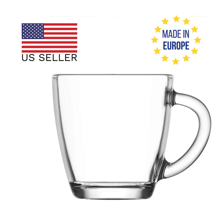 Lav Vega Clear Coffee Tea Glass Mug Set of 6, 7.7 Oz, 230cc