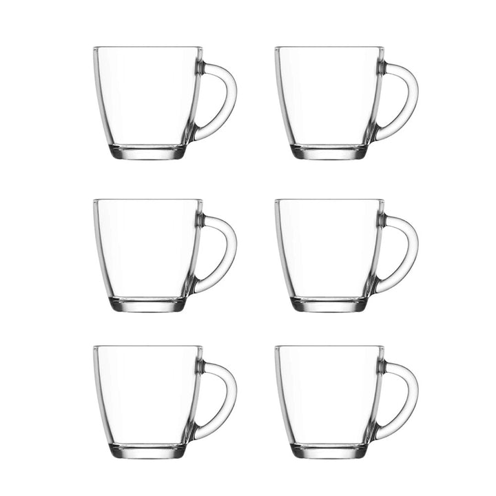 Lav Vega Clear Coffee Tea Glass Mug Set of 6, 7.7 Oz, 230cc