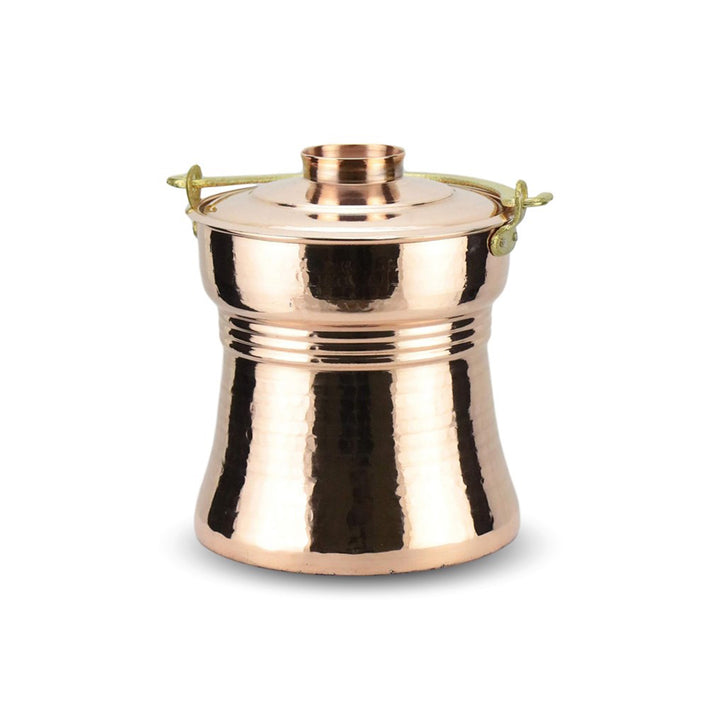 Turkish Copper Bucket with Lid and Brass Handle