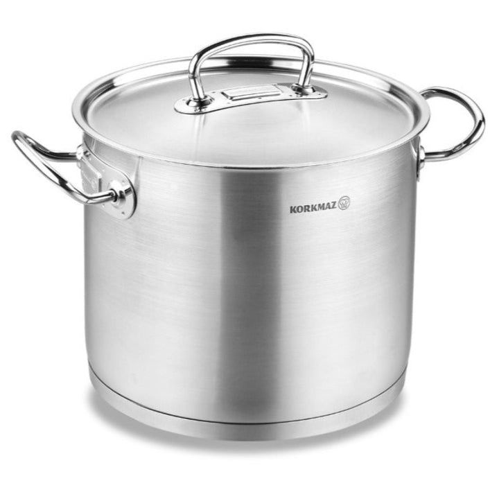 Korkmaz Deep Stainless Steel Casserole with Lid, Cooking Pot