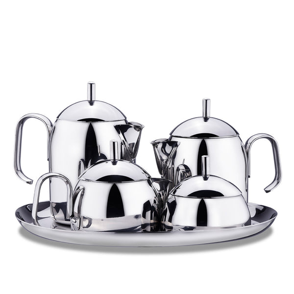 Korkmaz Pera Stainless Steel 9 Piece Tea Coffee Set & Tray