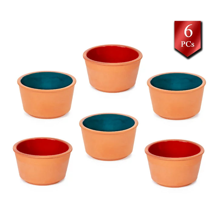 Elegant Terracotta Clay Serving Bowl Set, Set of 6, 3.5 in