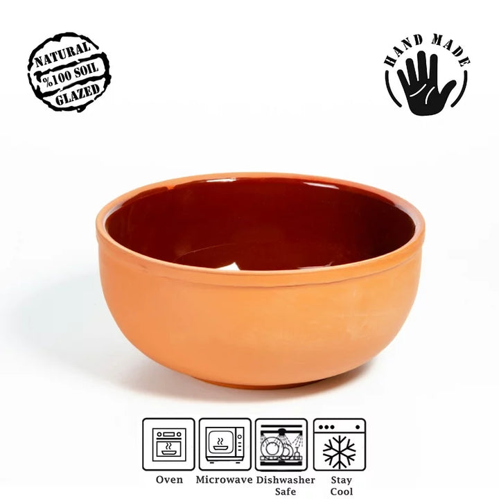 Terracotta Casserole Dish, Handmade Clay Pan, 8.7 in