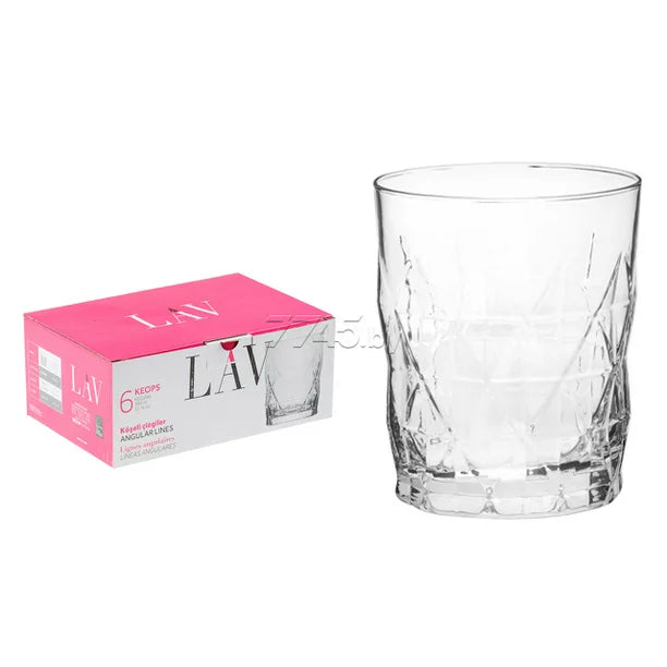 Lav Stemless Vodkha and Scotch Glassware, 6 Pcs, 11.7 oz